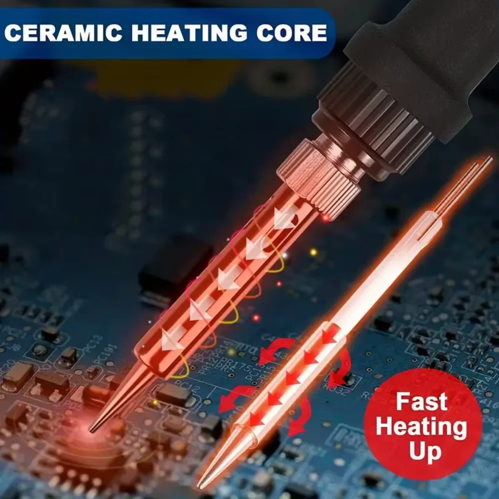 60W Electric Soldering Iron Replaceable Soldering Iron Adjustable Temperature  Head Soldering Iron Pen Welding Kit image 4