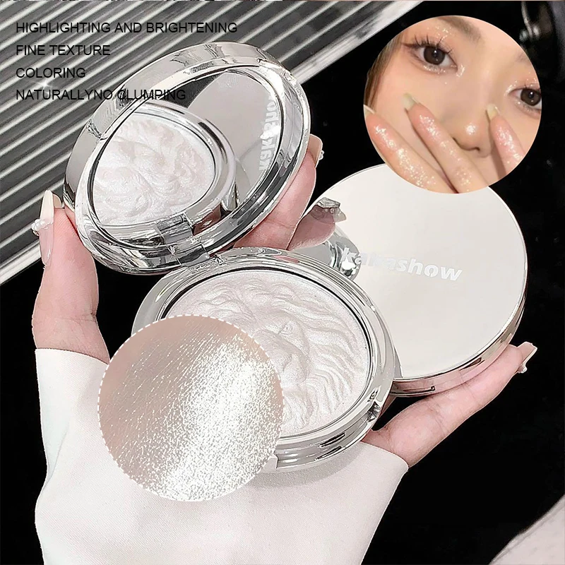 3가지 색상 하이라이터 파우더 메이크업 팔레트, 쉬머 글리터 하이라이터 팔레트 고발색 페이스 일루미네이터 메이크업, 이상적인 선물