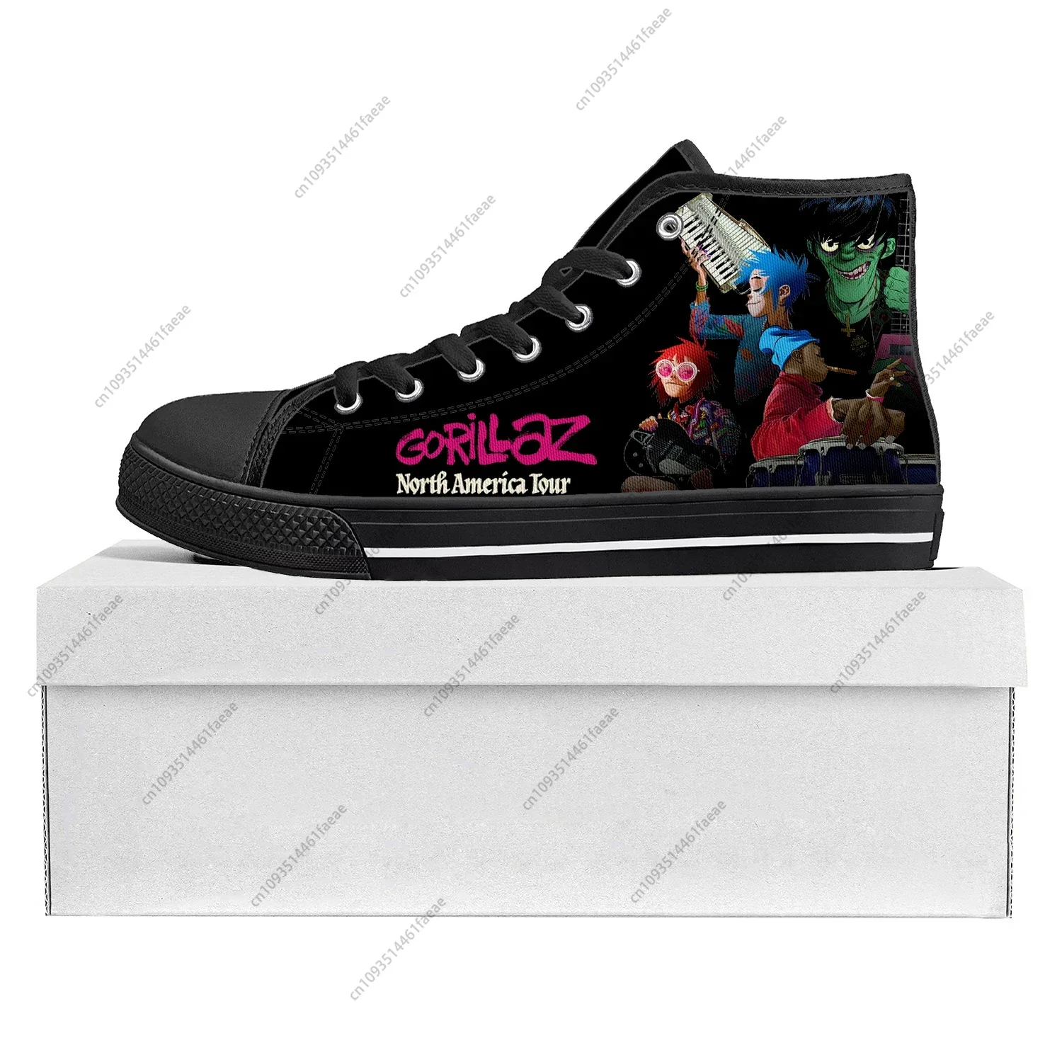 

Gorillaz Virtual Rock Band модные высокие кроссовки высокого качества мужские женские подростковые парусиновые кроссовки пара обуви обувь на заказ