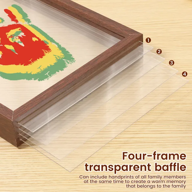 DIY Family Handprint Kit Baby Handprint and Footprint Keepsake Frame Set DIY Craft Wooden Frame with Acrylic Paint for Present 5