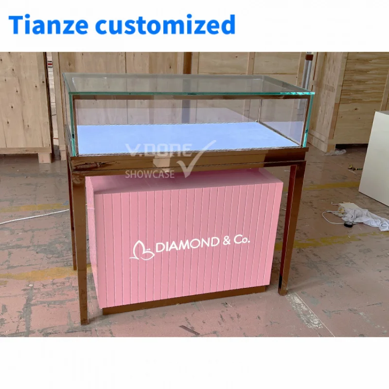 [Customized]Modern Luxury Jewelry Shop Counter Design customized glass standing Display Cabinet Showcase Jewellery stor