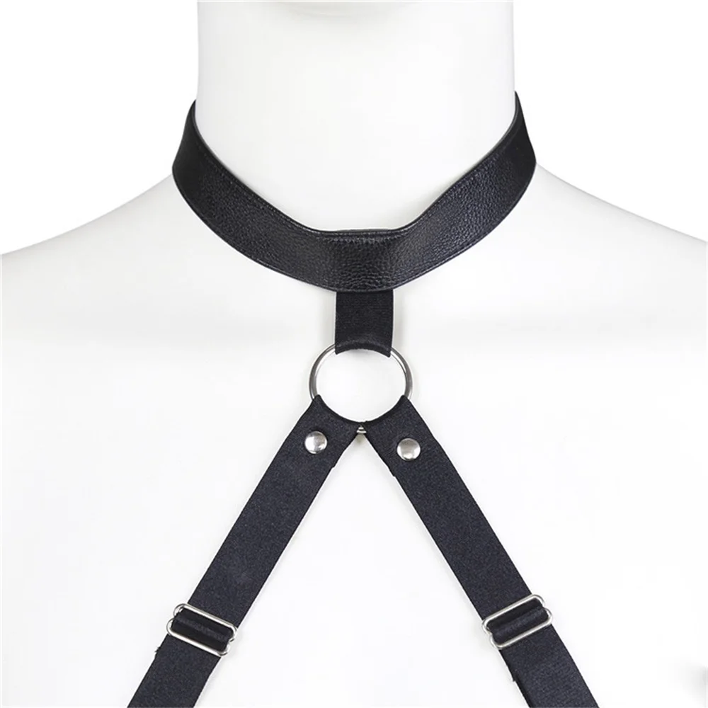 Gay Rave Harness Male Leather Lingerie Chest Crossed Harness Belts Fetish Body Bondage Clothing BDSM Sexual Straps