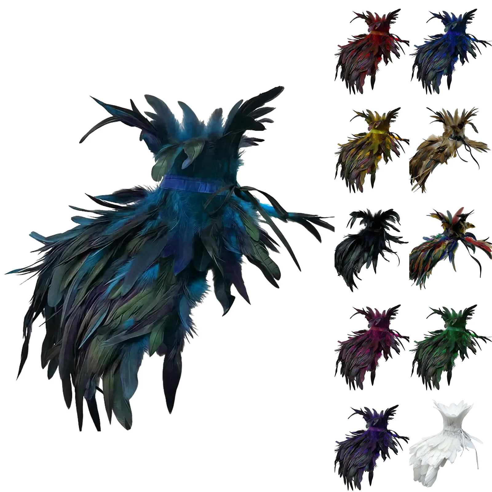 

Fashion Gothic Feather Shawl for Masquerade Party and Stage Performance Creative Feather Scarf Costume Accessories