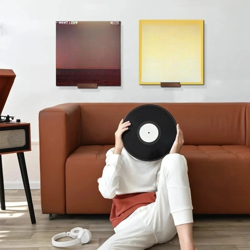 Wooden Wall Mount Vinyl Record Rack Wall Display Storage Holder for Music Albums CD Discs Home Decor Shelf Storage Rack
