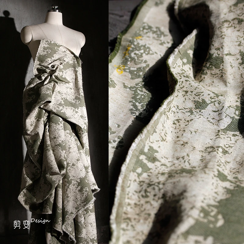 

Серо-зеленая винтажная жаккардовая ткань для высококачественных рубашек, модная одежда, дизайнерская одежда, шитье своими руками на метр, материал ткани