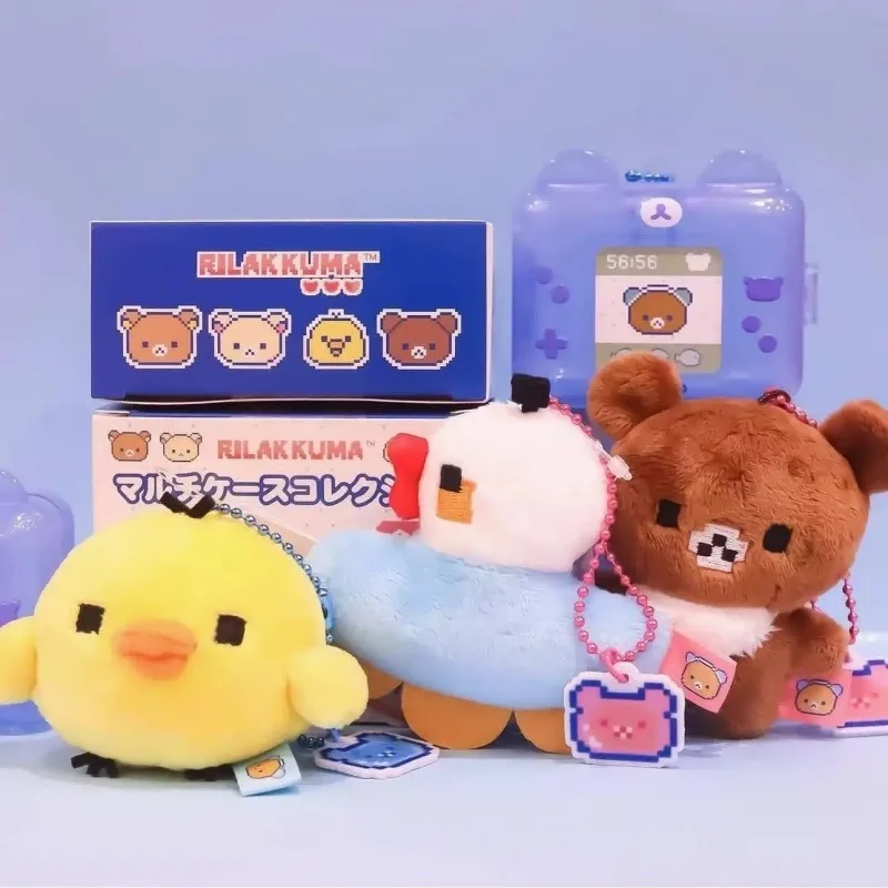NIEUWE Rilakkuma Pixel Thema Pluche pop Hanger leuke Kiiroitori Game Universe Korilakk Bruine Beer Mini Knuffels pop cadeau