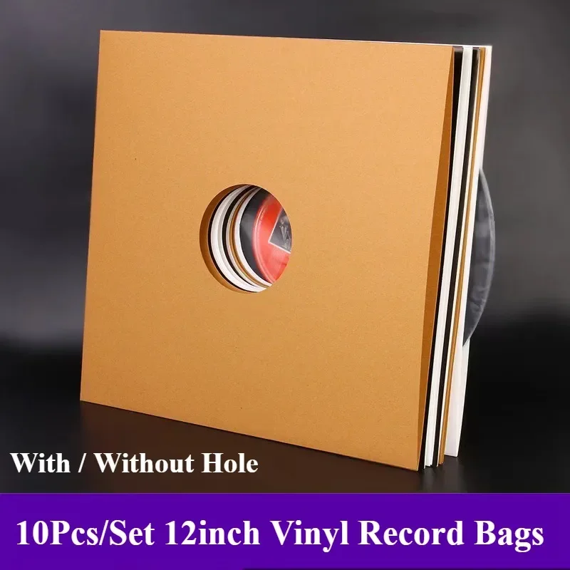 12 Inch Vinyl Records Sleeve LP Record Cover Resealable Outer Sleeves Composite Kraft Paper Bag Vinyl Record Storage Bags