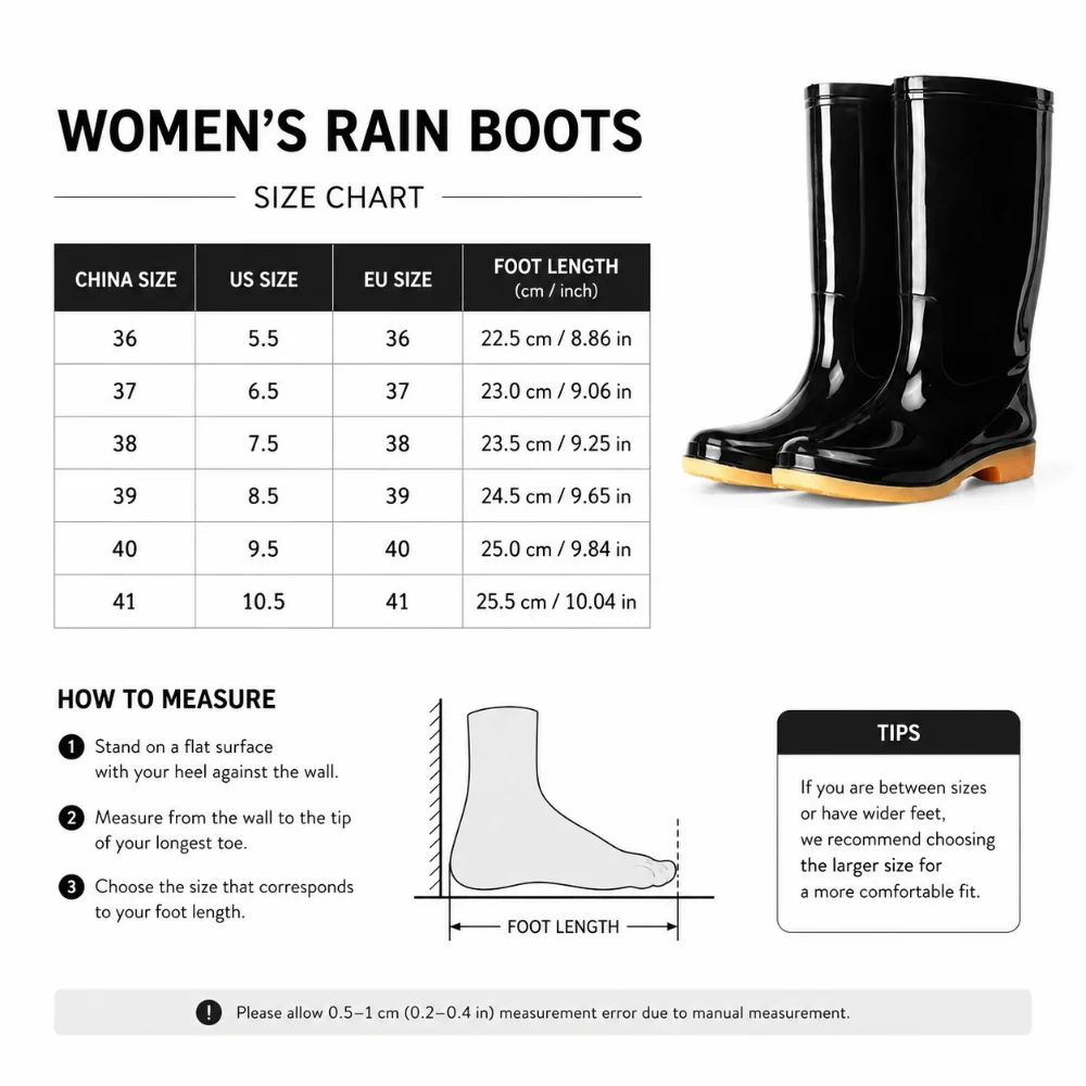 Non-slip Women's Long Rain Boots High-Top Waterproof Garden Rain Shoes Durable Lightweight Water Shoes For Outdoors,Kitchen,Work view 6