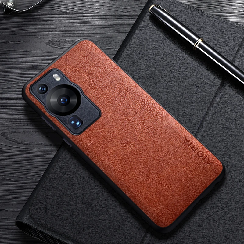 Pokrowiec na Huawei P60 Pro prosty Design luksusowy skรณrzany biznesowy pokrowiec na Huawei P60
