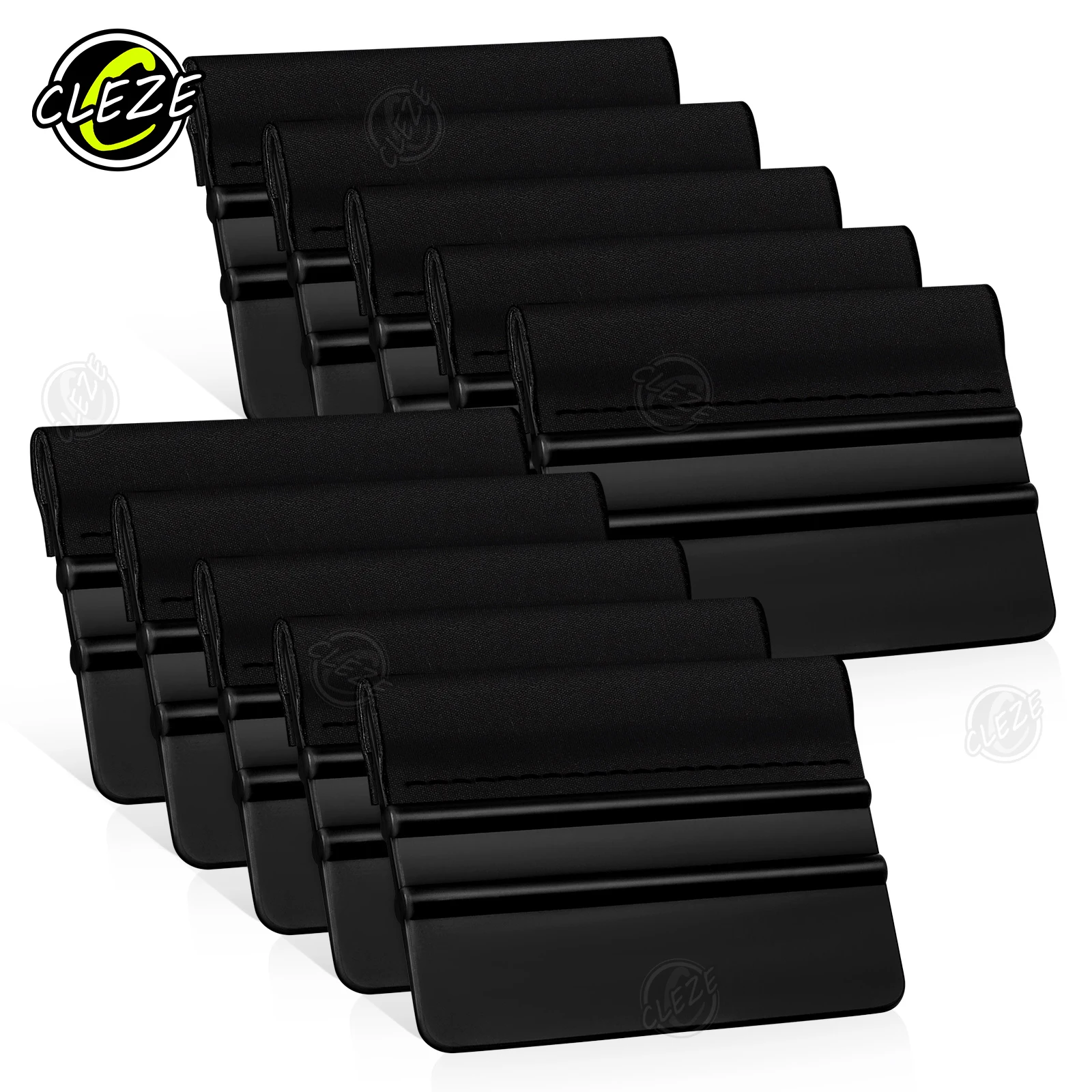 CLEZE 3PCS Double Layer Felt Squeegee Set for Car Vinyl Wrap PPF Window Tint Film Installation Abrasion Resistant Tool
