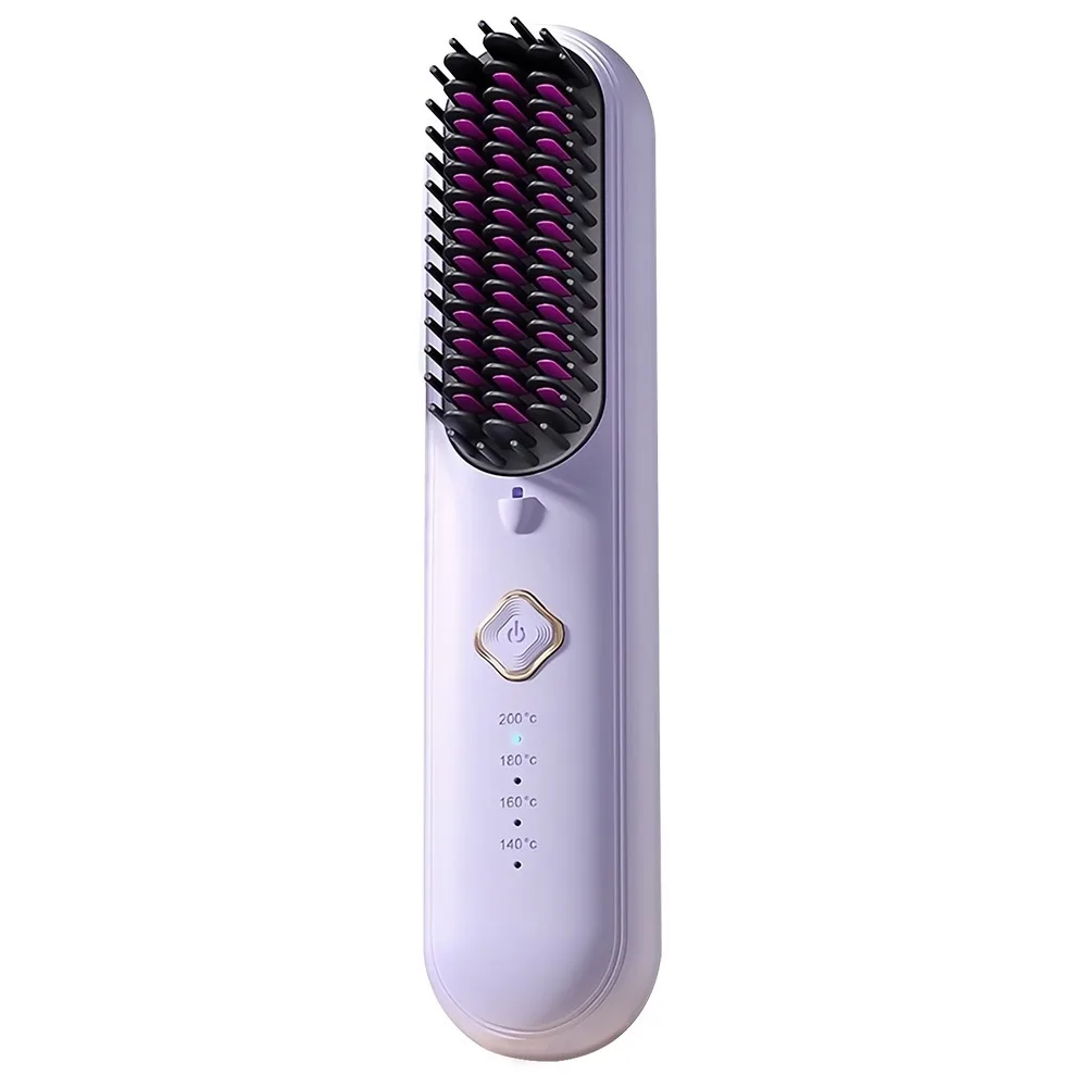 

3 Temperature Settings Electric Hair Straightener Brush Dual-Function Operation Portable Heating Comb Anti-Scald Protection