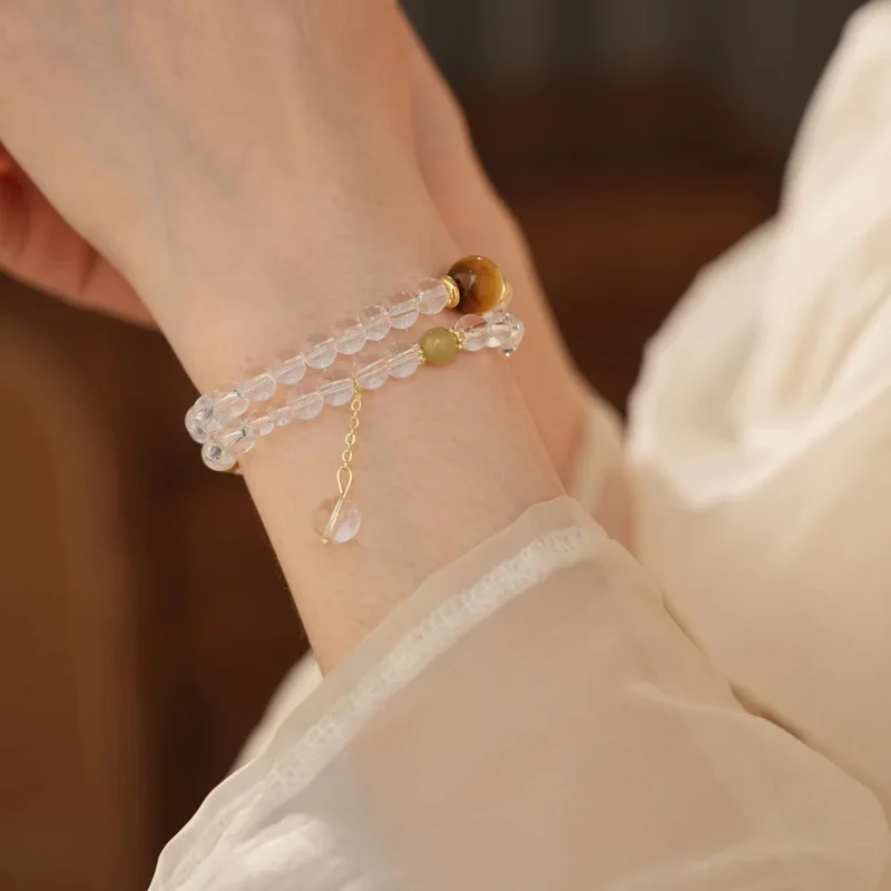 

Crystal Micro glass bead Tigereye Beaded Bracelets for Women Fashion Retro Simple Jewelry Gift Ornament