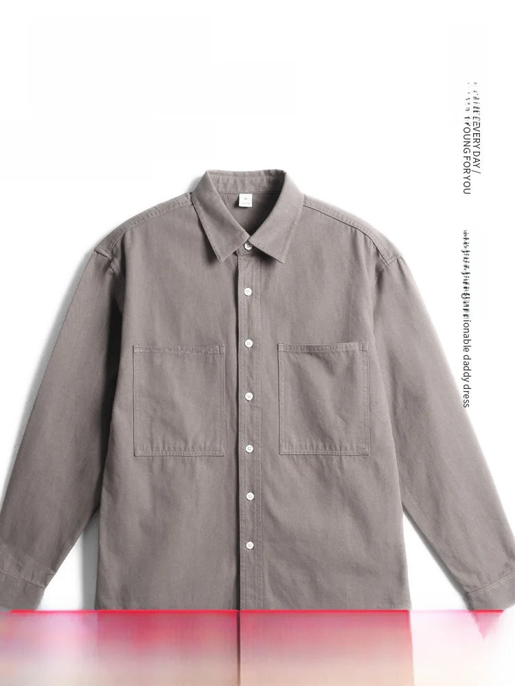 

Мужская рубашка из чистого хлопка с длинным рукавом, свободного кроя, утолщенная, для осени, удобная, классическая, на пуговицах, повседневная, модная