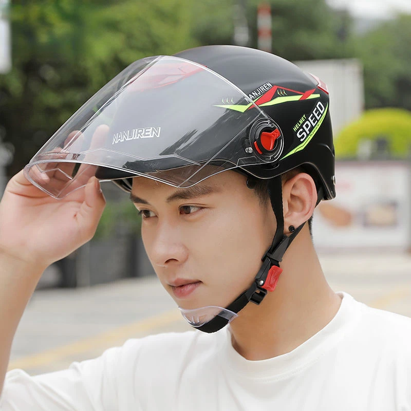 Electric Vehicle Helmet Men and Women Four Seasons Universal Summer Sunscreen Battery Car Half Helmet Light Double Lens