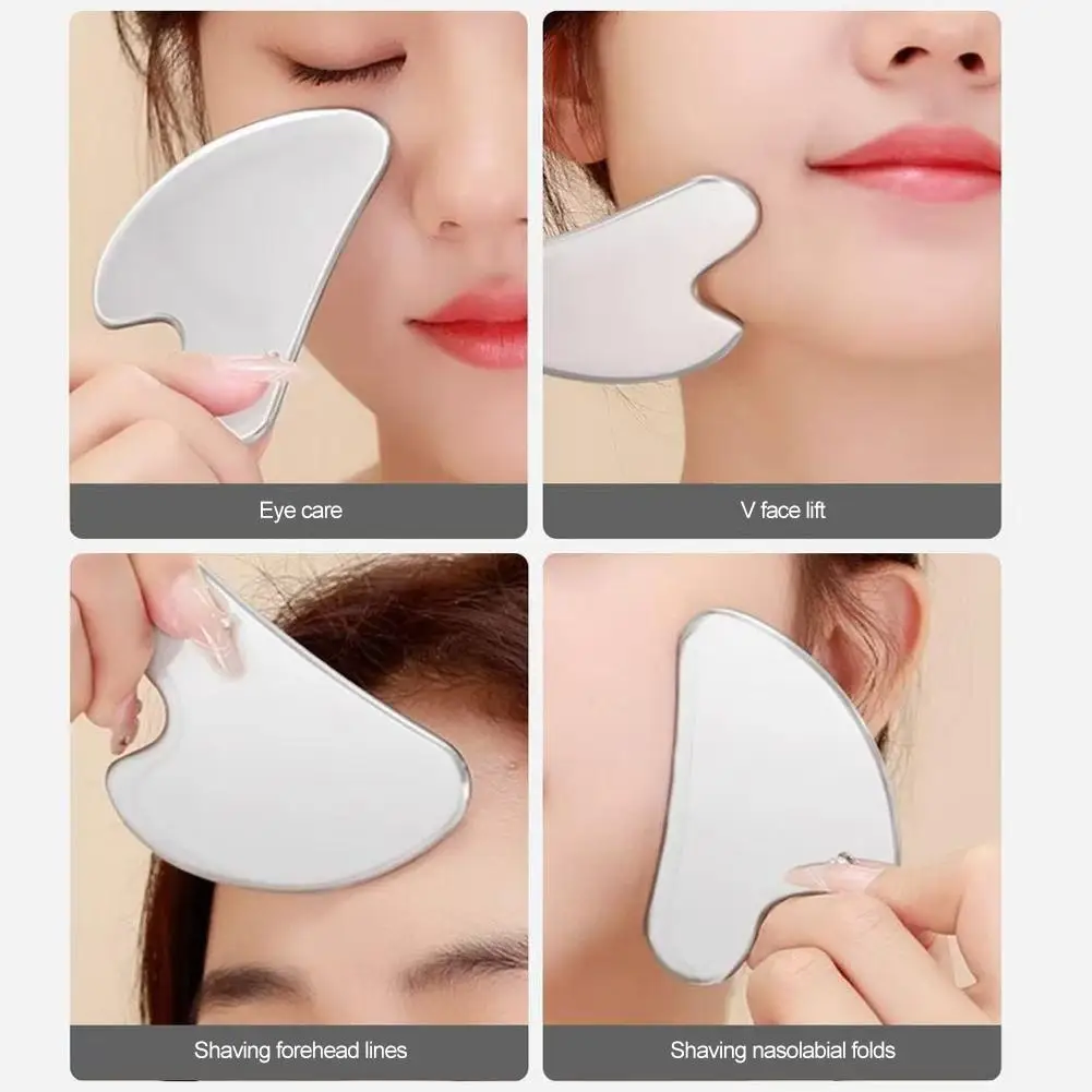 أدوات الوجه المعدنية من الفولاذ المقاوم للصدأ غوا شا علاج الوجه والجسم التصريف اللمفاوي ، توتر الوجه ، ﻿