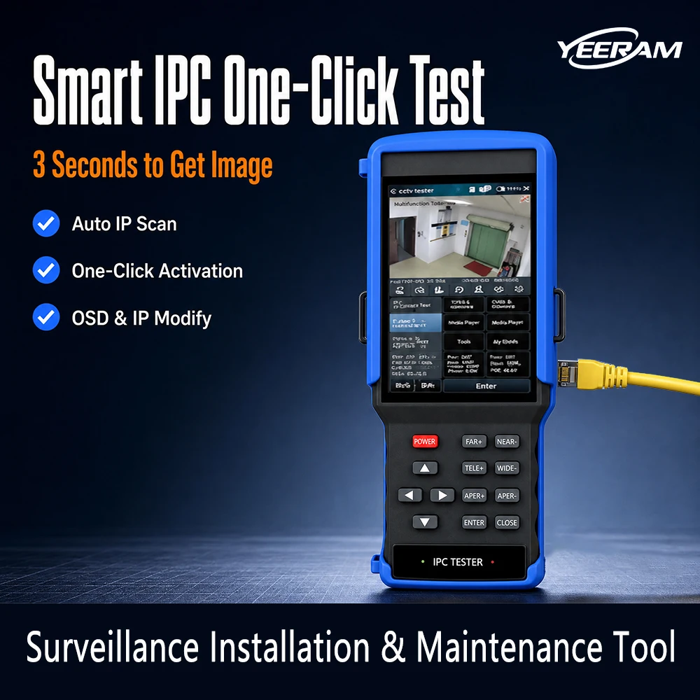 4 Inch CCTV Tester Up to 6K 8MP H265 Camera Support IP,CVBS Analog Camera,Built in WiFi, PoE Power Output, HDMI Output