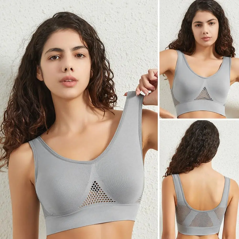 Shockproof Sports Bra Seamless Sports Bra Soft Breathable Hollow Out Women's Sports Bra with Push Up Support Sweat for Yoga