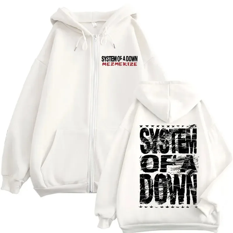 European and American Trendy Prints Hoodie Alternative Metal Music Zip Up Sweatshirts Rock Hip Hop Vintage Pullovers Unisex