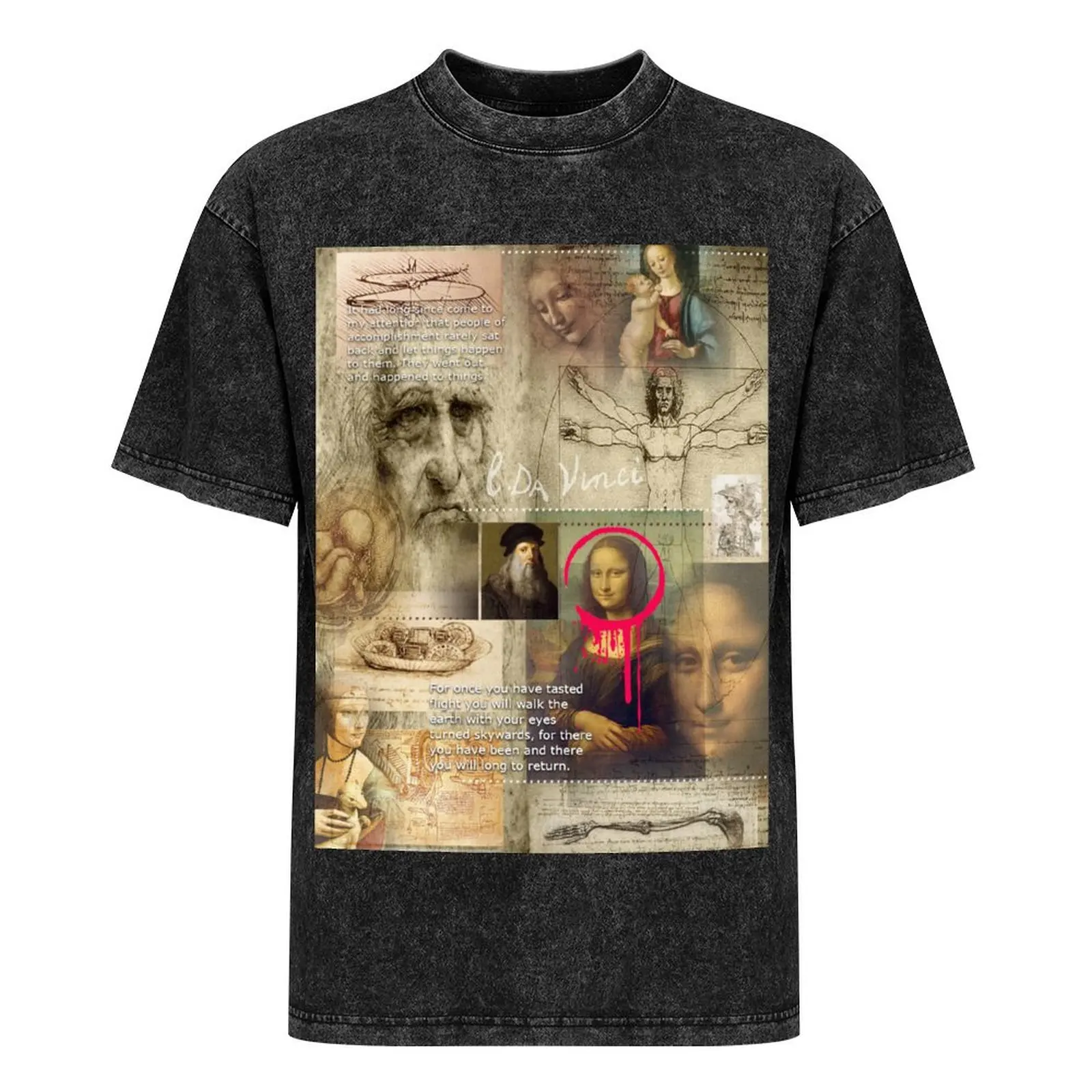 Camiseta con estampado de leonardo da vinci para hombre, camisetas de baloncesto de talla grande, ropa estética, paquete