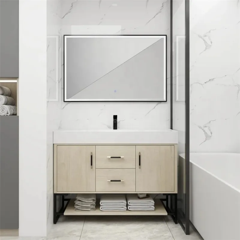 رخيصة الثمن مخصصة الطراز الحديث خشبية الانتهاء من الحمام بالباطل مجموعة خزانة المرحاض لغرفة نوم الفندق المنزل