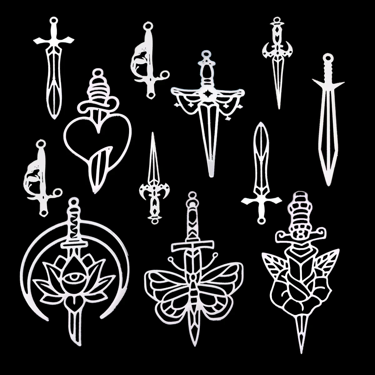 3pcs Stainless Steel Sword Charm Pendants Metal Weapons Pendant For DIY Jewelry Making Necklace Earrings Supplies Findings
