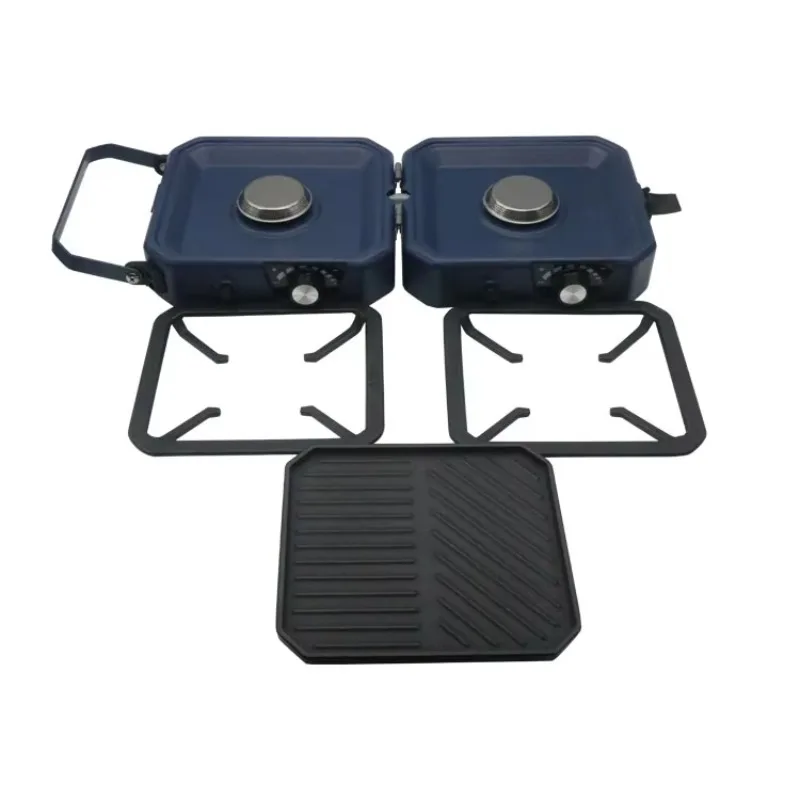 

【Best-selling】Small Outdoor Stainless Steel Restaurant Cast Iron Double Stove Camping Portable Folding Oven