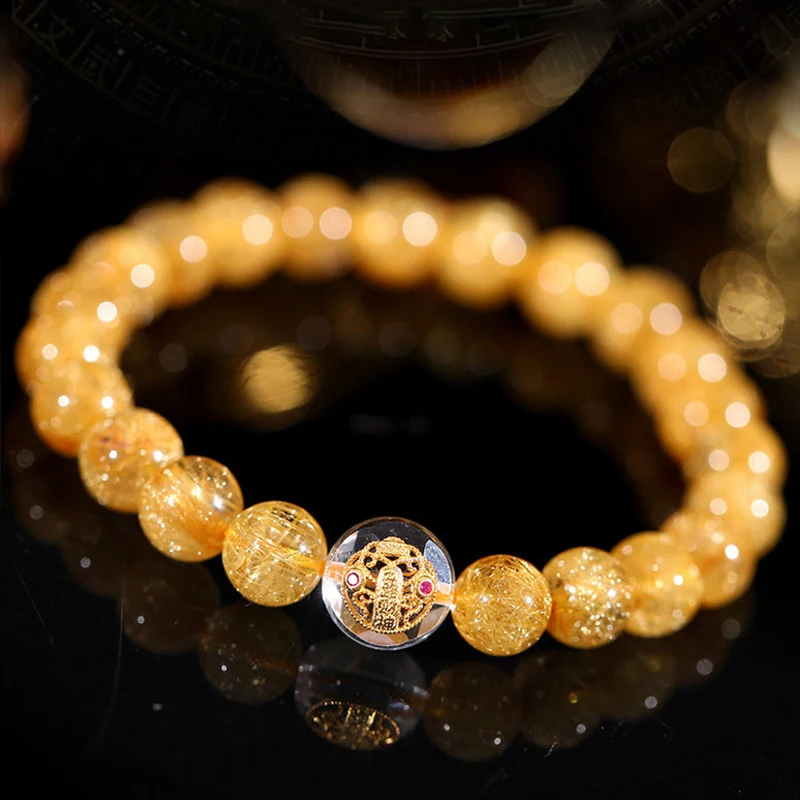 Blonde crystal bracelet for women Yellow Titanium Crystal and Yellow Crystal Hand String Gift for Valentine's Day for Men Women