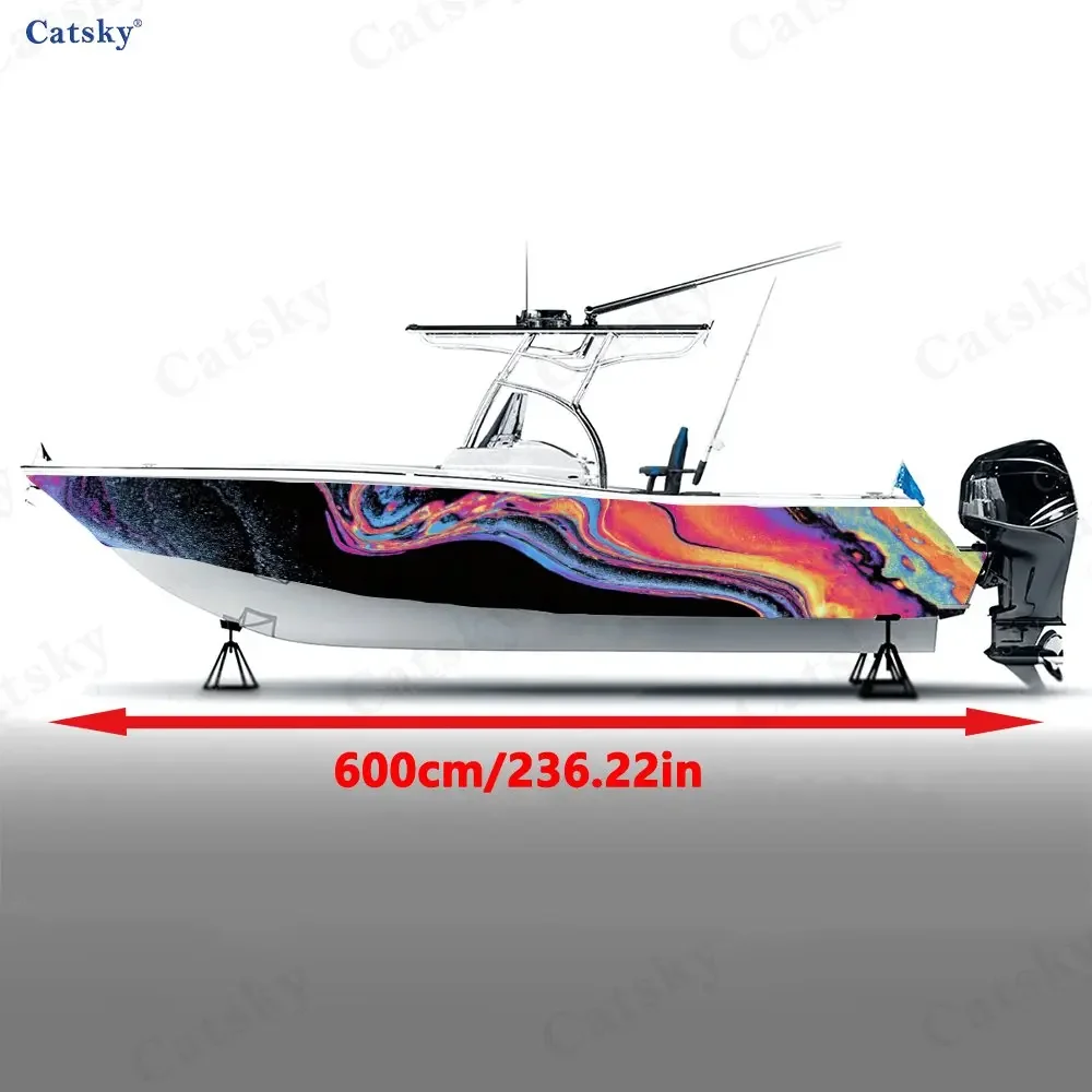 Colorful Star Wave Beautiful Charming Specia Boat Sticker Vinyl Ship Pontoon Deck Boat Fishing Decorative Pontoon Boats Decal