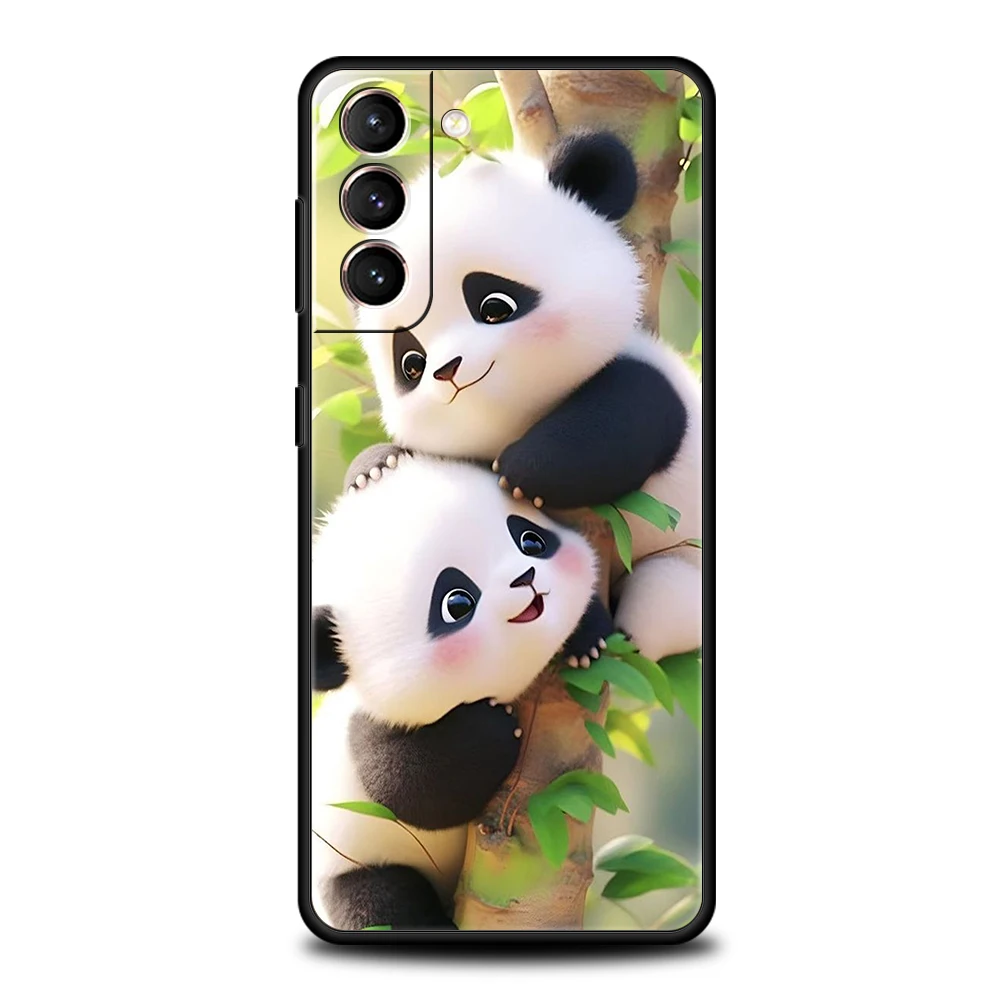 Capa de telefone adorável Panda Cartoon, capa de silicone para Samsung Galaxy S24, S23, S22, S20, S21, FE Ultra, S10, S10E, S9, S8 Plus, 5G