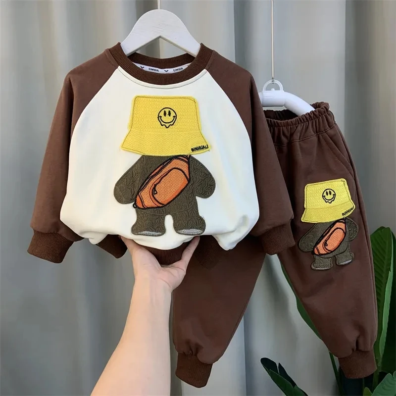 

Children's Clothing Set 2023 New Spring and Autumn Set Boys and Babies Cartoon Sweater Pants 2-piece kids Outfits For Girl