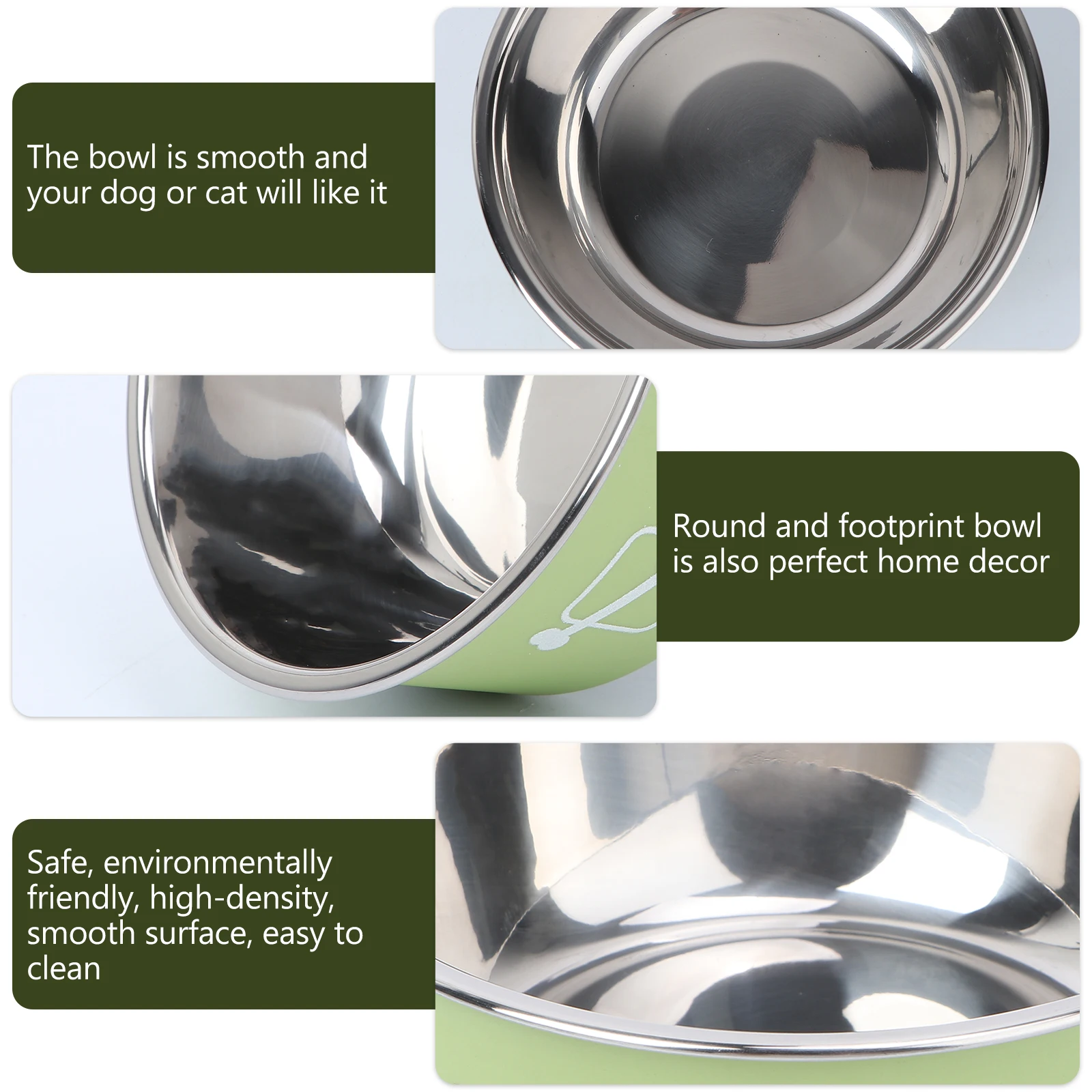 

Footprint Stainless Steel Pet Feeding Bowl Double Round Dog Feeder Anti-Slip Food Bowl Green Size M Pet Feeder