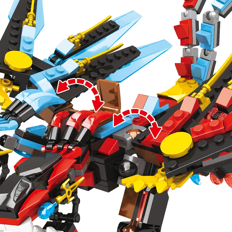 400 pezzi, set di giocattoli da costruzione Dragon a doppia testa, giocattolo educativo da costruzione per bambini, regalo di Natale, regalo di compleanno