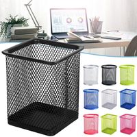 Multifunction Round/Square Mesh Pen Pot Multicolor Pen Holder Desk Tidy Stationery Organiser Pencil Storage Stationery Organiser