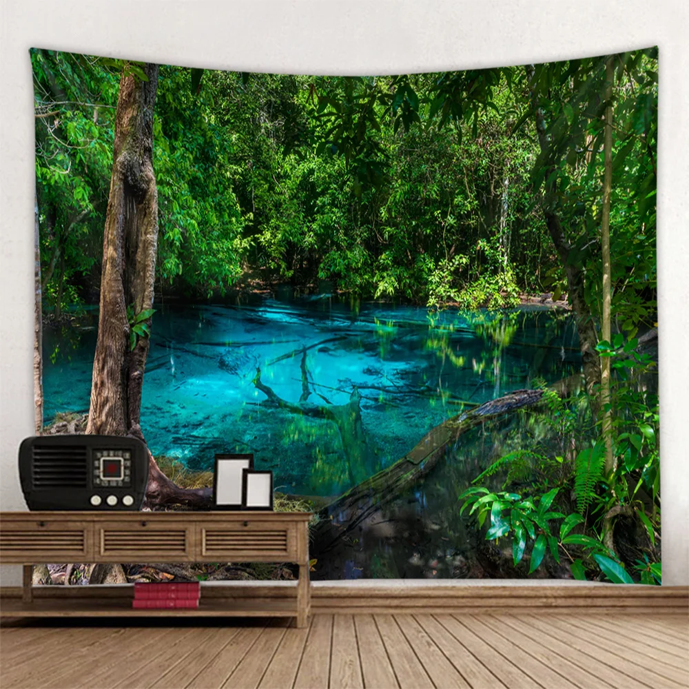 Psychedelic jungle tapestry tropical rainforest hippie wall hanging cloth living room bedroom dormitory decoration background