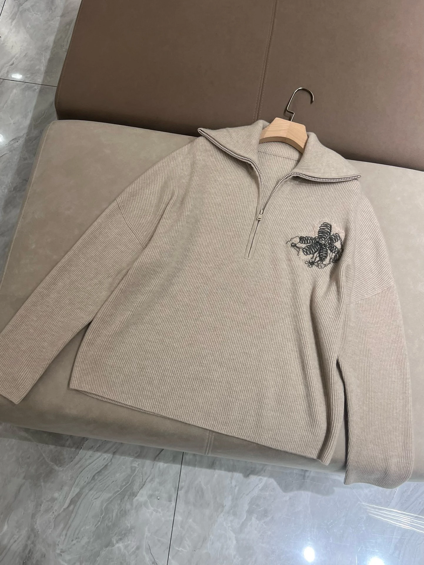 Bequemer f-Reißverschluss Camere Strickwaren Damen Pullover Pullover Faionable Casual Long Sve Netie Frühling Herbst Tragen