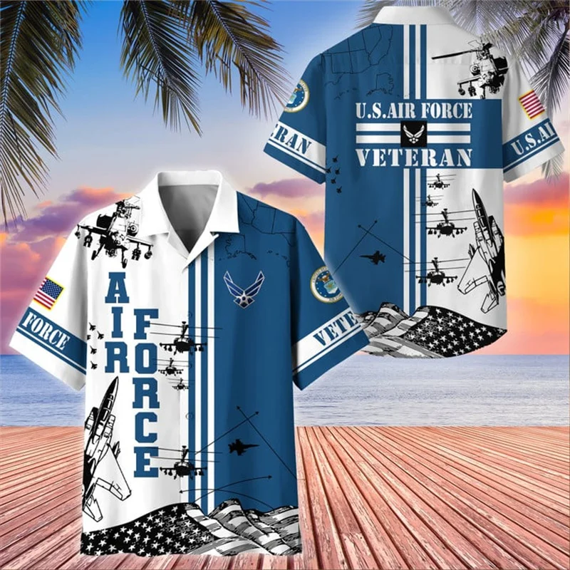 Summer New 3D United States Soldiers Armys Veterans Printing Shirts For Men Fashion Cool Short Shirts Y2k Hawaiian Tops Clothing