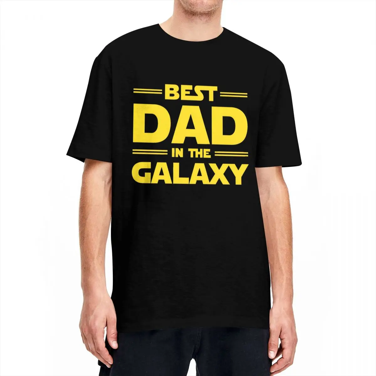 Best Dad In The Galaxy 100 Cotton T-Shirts Fathers Day Novelty Tee Shirt for Men Summer Aesthetic Print Short Sleeve Tops