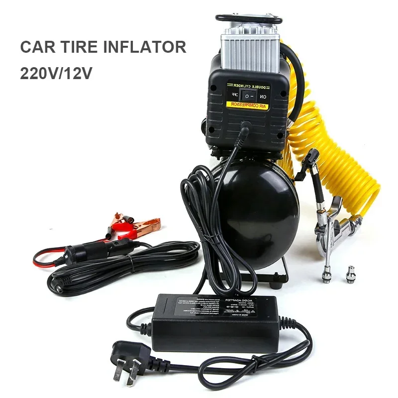 3L/4L12V 220V Air Compressor Car Tire Inflator Pump With Automatic Start Stop Portable Silent Oil-Free Air Pump