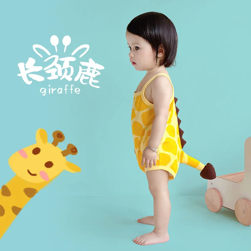 

Giraffe Newborn Baby Clothes Girls Boys Bodysuit Summer Kawaii Romper Baby Sling Cartoon Cotton Outfits Toddler Infant Onesie