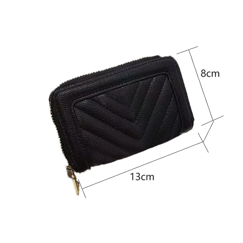 Luxus Designer Gestreifte Kartentasche Modemarke Damen Schwarze Geldbörse Kleine Damen Clutch Tasche Kartenhalter Mädchen stilvolle Tasche