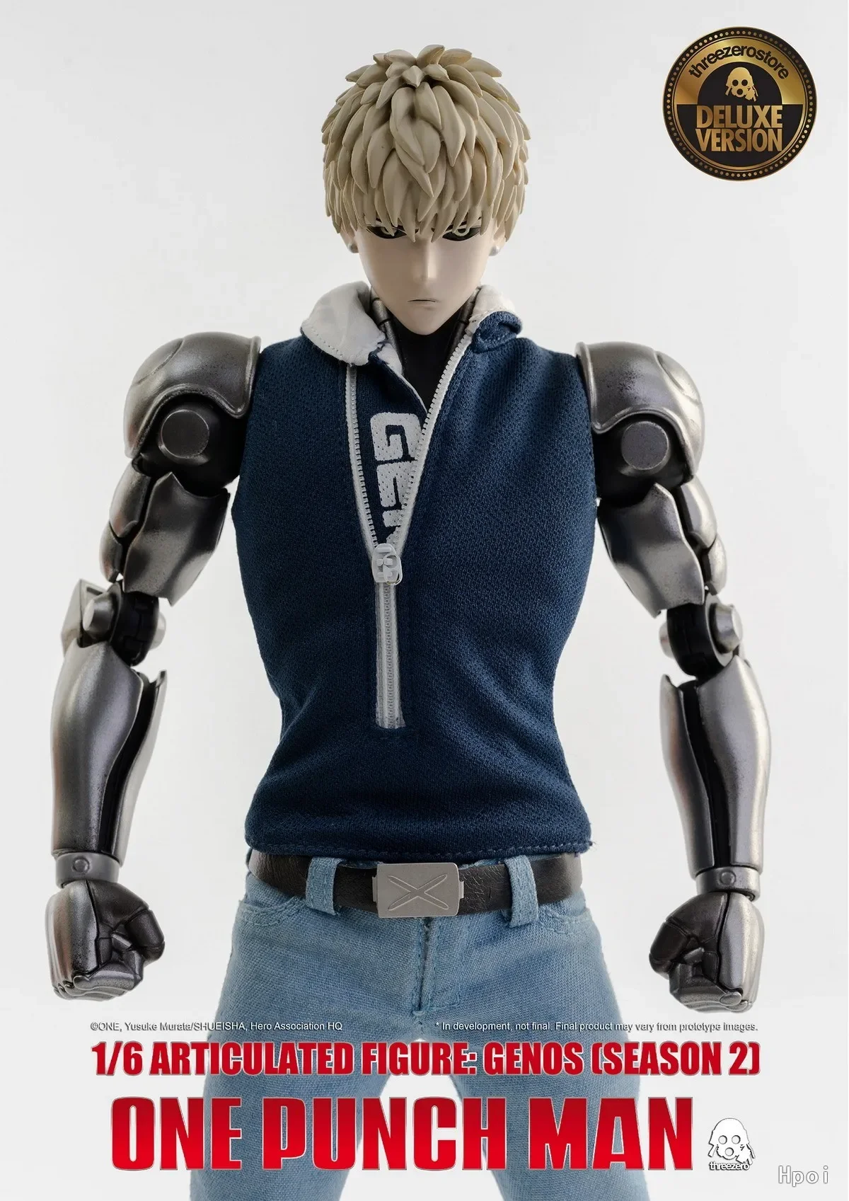 Dalam stok Threezero 1/6 30.5cm One-Punch Man Genos Model asli figur Anime mainan Model untuk anak laki-laki koleksi figur aksi boneka