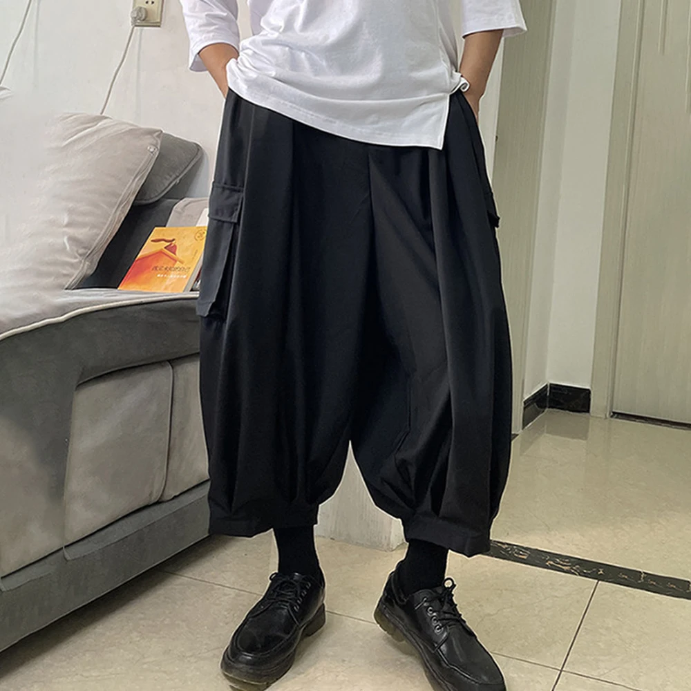 XS-5XL Autumn New Men's Solid Color Trousers Retro Fashion Trend High Street Casual Loose Simple Breathable Men's Bottoms