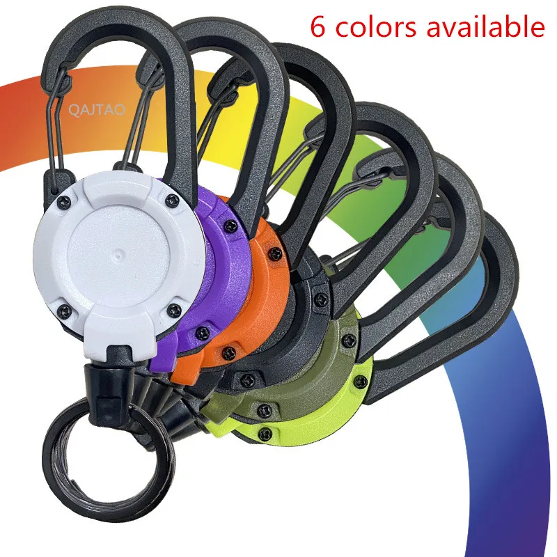 Image of 6 Stück/1 Stück Outdoor U-förmiger einziehbarer Schlüsselanhänger, robuste Kletterschnalle, einziehbarer Ausweisclip, Schlüsselanhänger, Angelschnalle