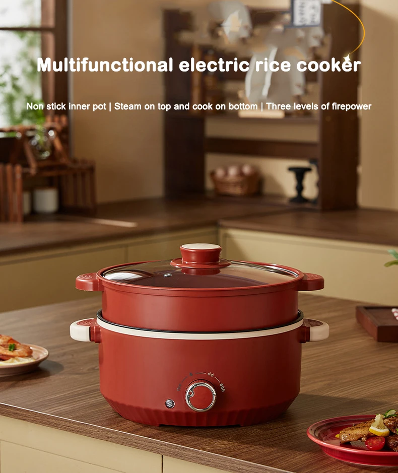 Description Picture 2 of itemDMWD Multifunctional Electric Cooking Boiling Pot 3L Hot Pot Noodles Soup Pot Non-stick Rice Cooker Fast Heating Food Steamer