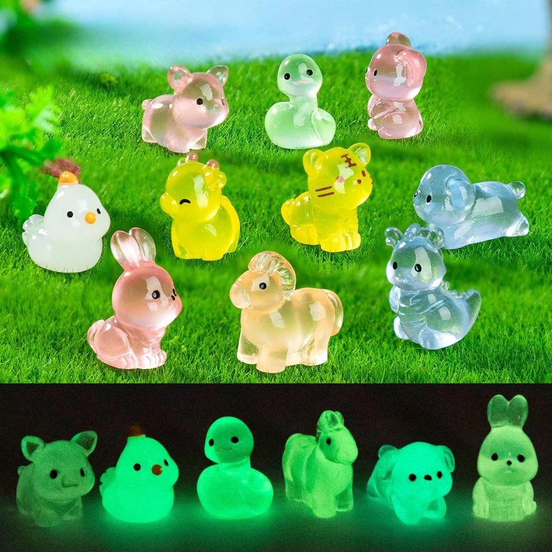 36pcs Miniature Glow in Dark Animals DIY Fairy Garden Decoration Luminous Twelve Zodiac Ornaments Micro Landscape Accessories