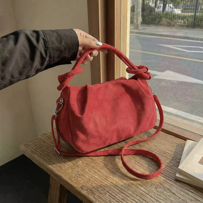Neue Retro Wildleder Umhängetasche für Damen – Modische Henkeltasche, lässig, bequem und vielseitig, Strukturierte Schultertasche für Pendler
