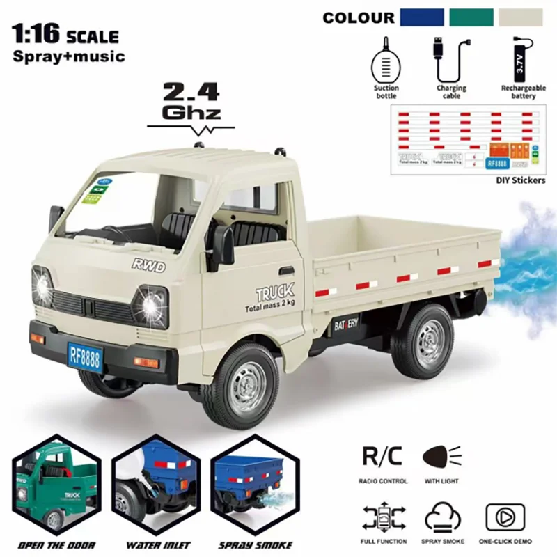 

KF21 1:16 RC Truck 2.4GHZ RC Car Simulation Drift Climbing Truck With Spray and LED Lights RC Electric Truck Model Boy's Gifts