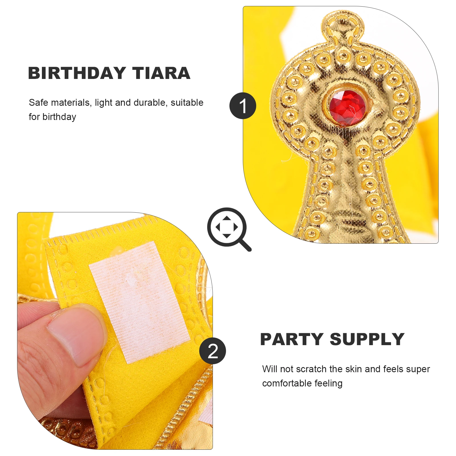 

4pcs Birthday Party Crown Kit Boys Golden Tiara Rhinestone Sash Banner Party Hats For Kids Cosplay Costume Stage Event