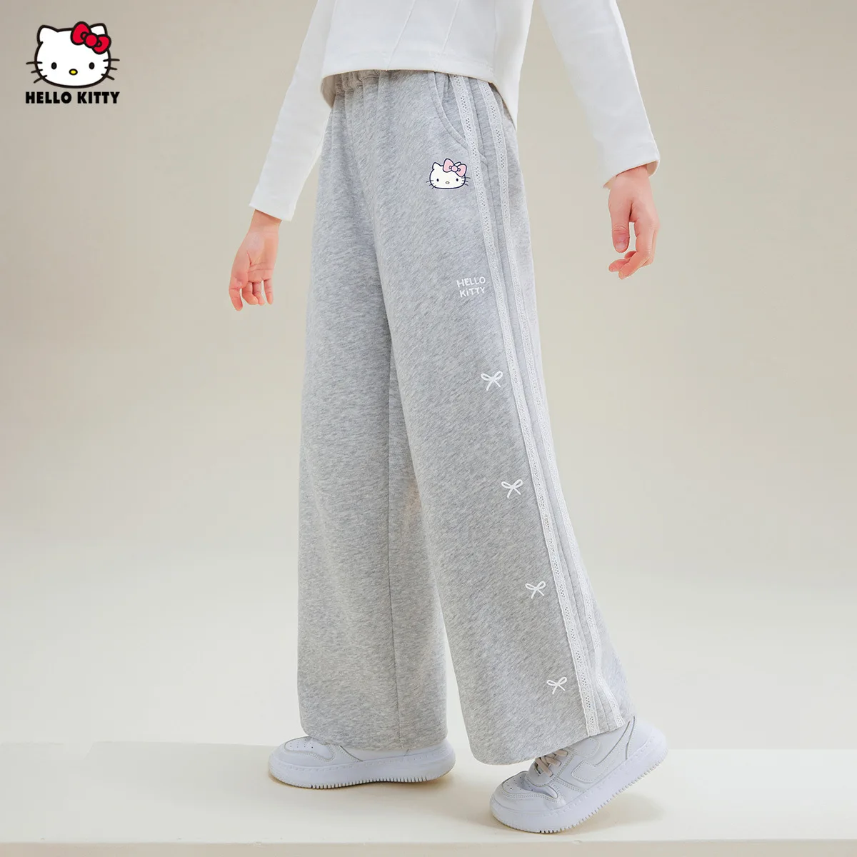 

Sanrio Hello Kitty Children Sweat Pants Spring Autumn Comfort Elastic Waist Kawaii Anime Fashion New Style Casual Girl Clothing