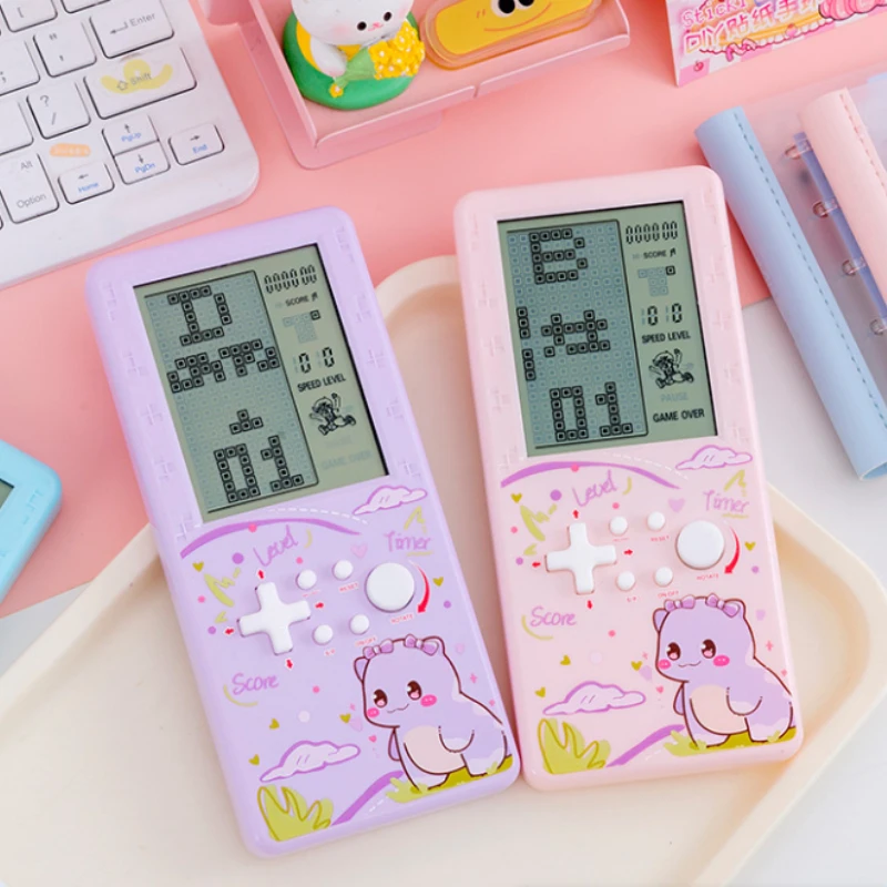 

Kawaii Dinosaur Pocket Handheld Game Console Macaron Color 26 In 1 Classic Tetris Game Player Portable